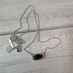 Kendra Scott Elisa Necklace Silver And Black Drusy